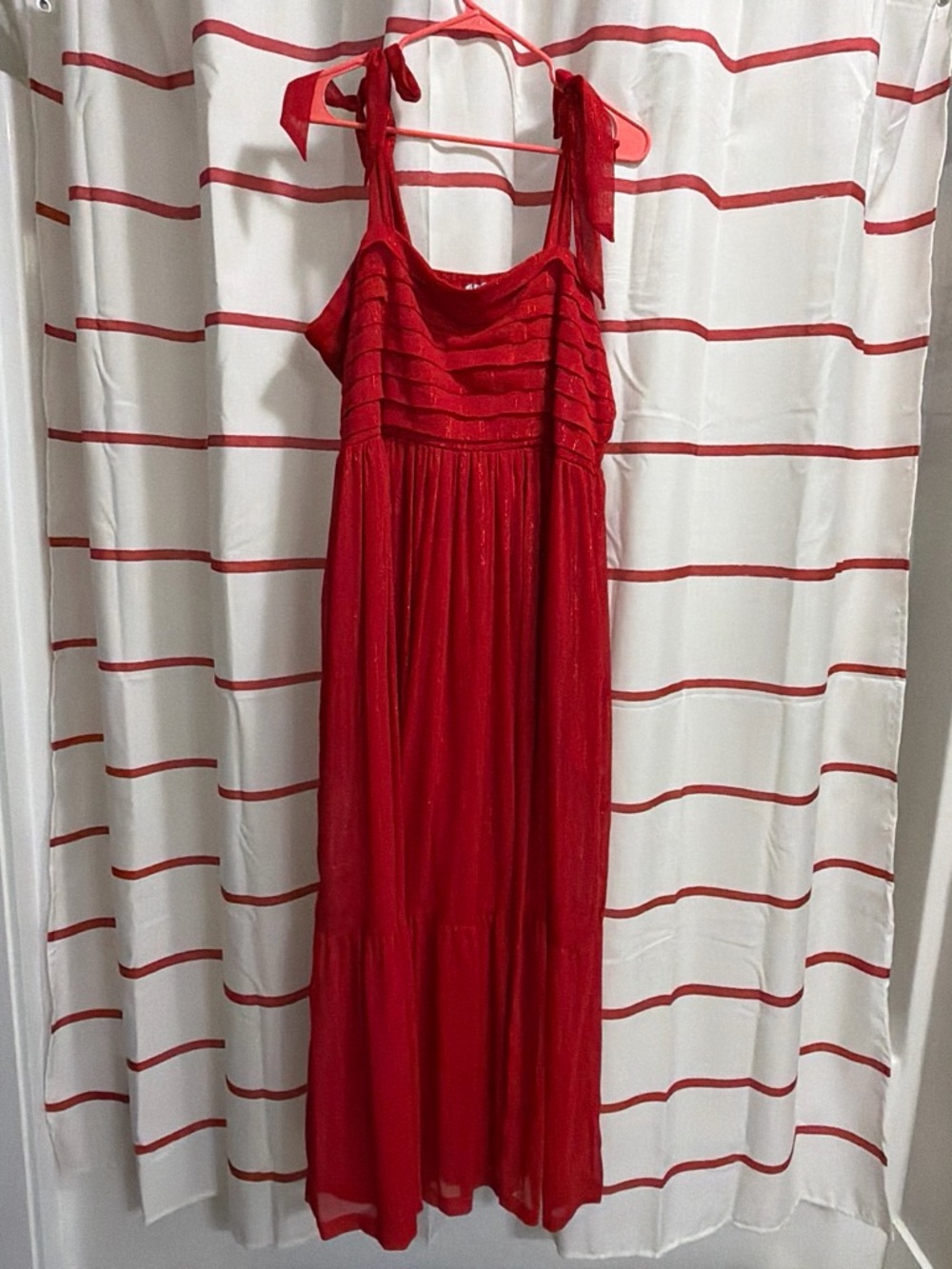 ARULA Red Halter Tie Maxi Dress
